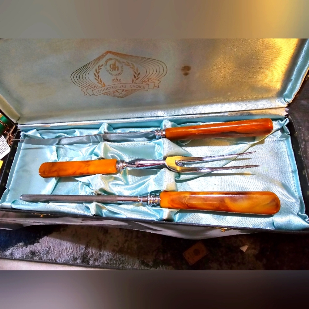Vintage Glo Hill Carving Knife Set